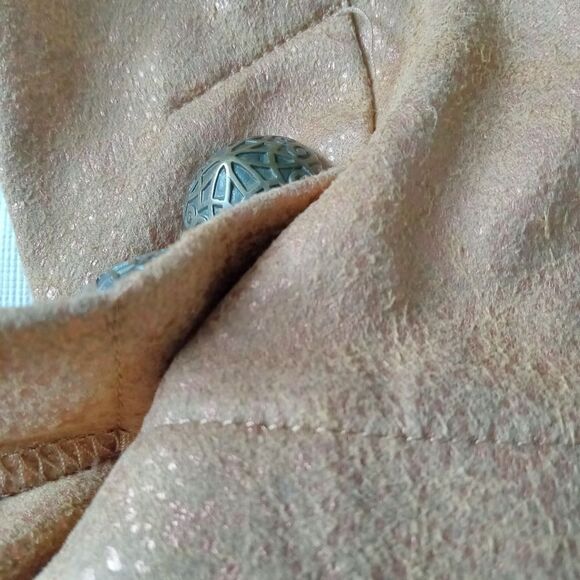 Very Vera Copper Brown Faux Suede Embellished Lightweight Jacket Women's Large - Picture 10 of 12